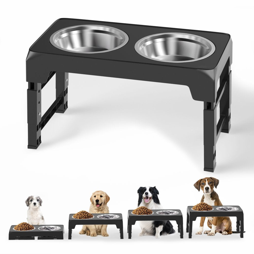 Elevated Dog Bowls with 2 Thick 1.22L/42Oz Stainless Steel Dog Food Bowls, 5 Heights Adjustable Raised Dog Bowl for Large Medium Small Dogs, Puppy and Cats