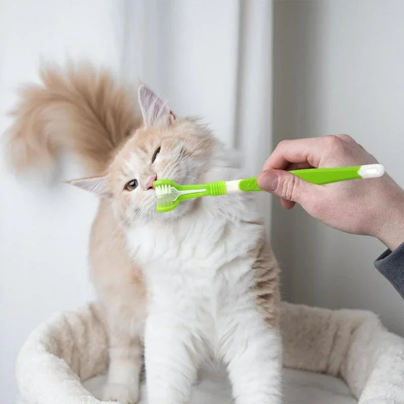 3-Sided Pet Toothbrush Dog Plastic Toothbrush Removing Bad Breath Tartar Cleaning Mouth Pet Dental Care Cat Cleaning Mouth