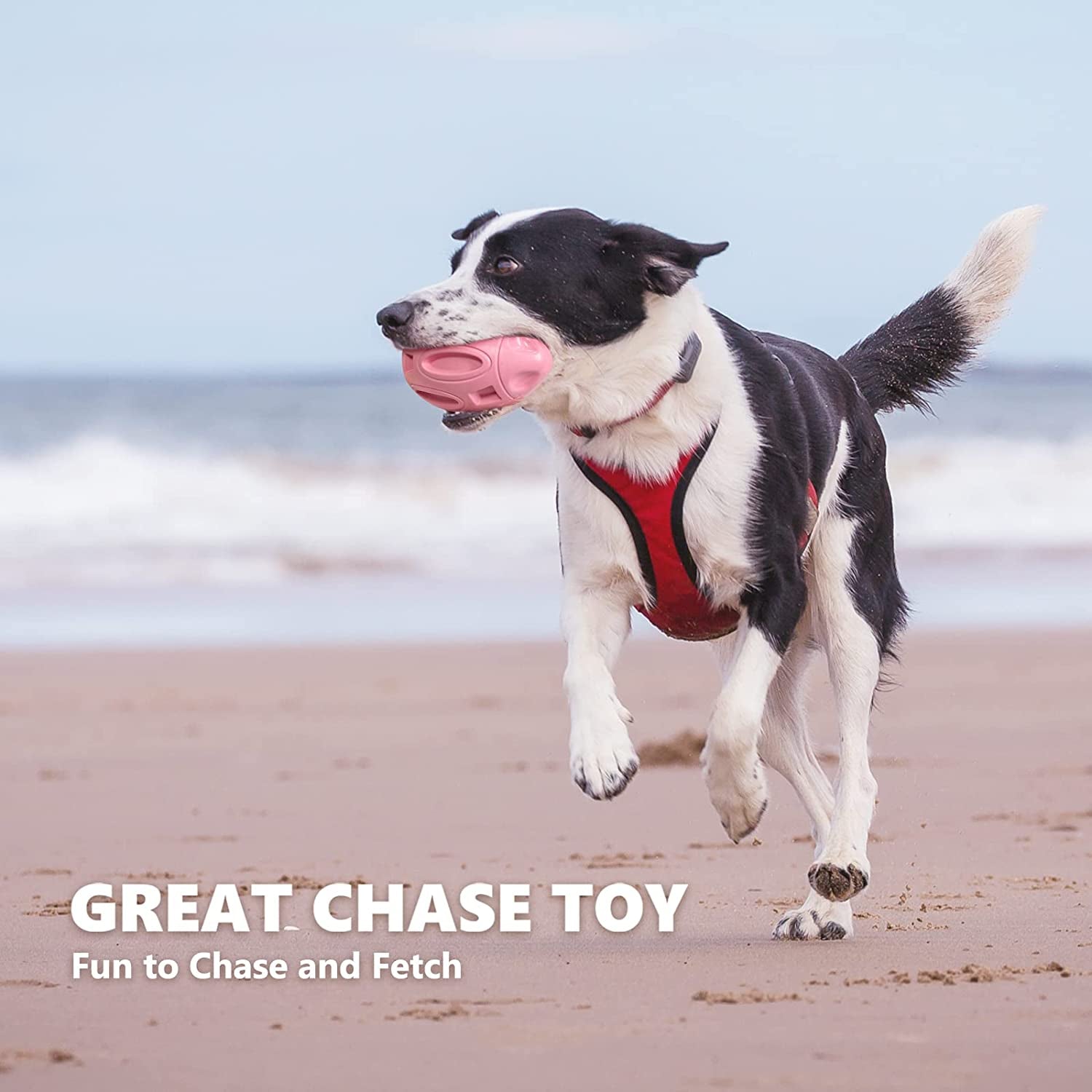 Squeaky Dog Toys for Aggressive Chewers Rubber Puppy Chew Ball Teeth Grinding Cleaning Durable Pet Toy for Medium Large Breed