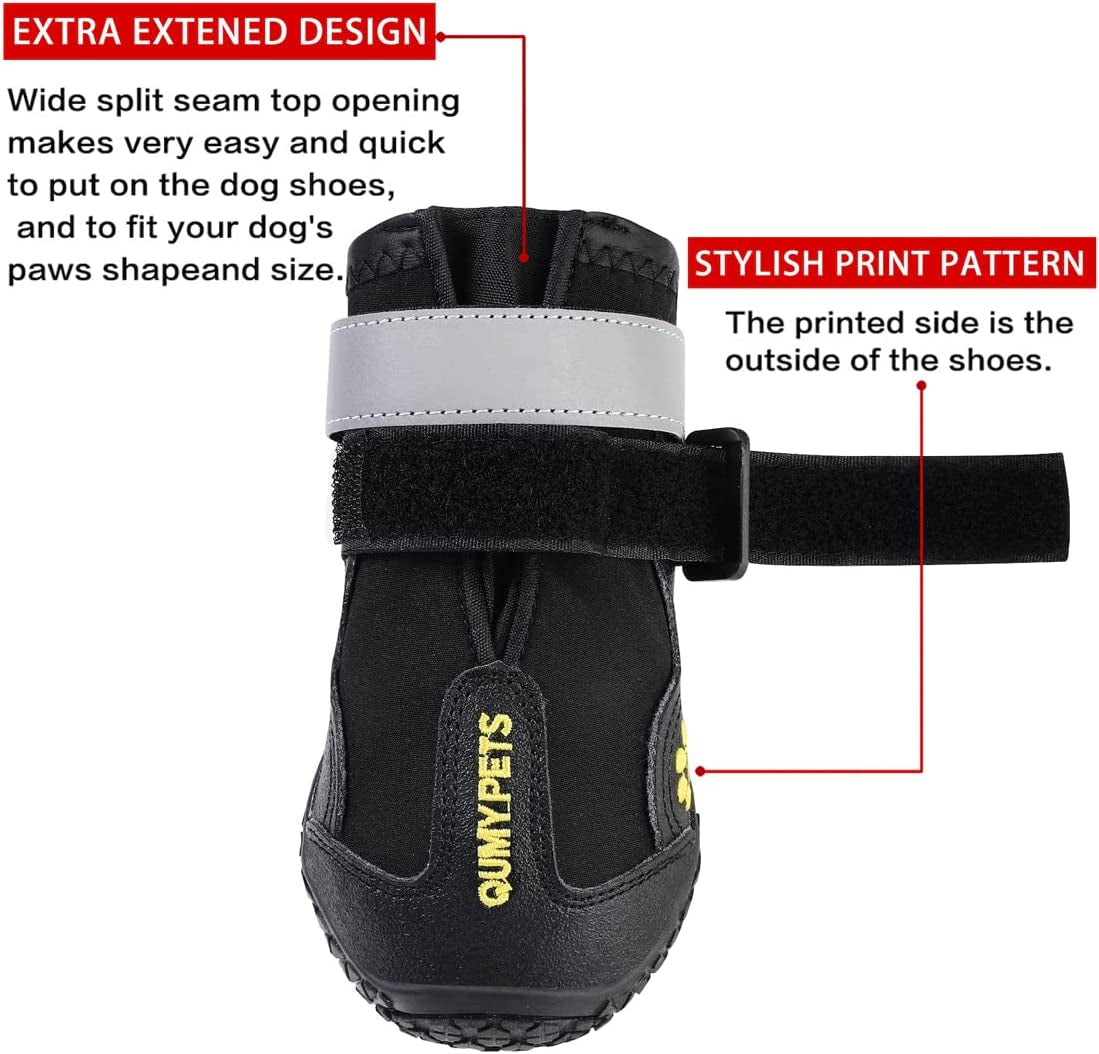 Dog Shoes for Large Dogs, Medium Dog Boots & Paw Protectors for Winter Snowy Day, Summer Hot Pavement, Waterproof in Rainy Weather, Outdoor Walking, Indoor Hardfloors anti Slip Sole Black Size 6