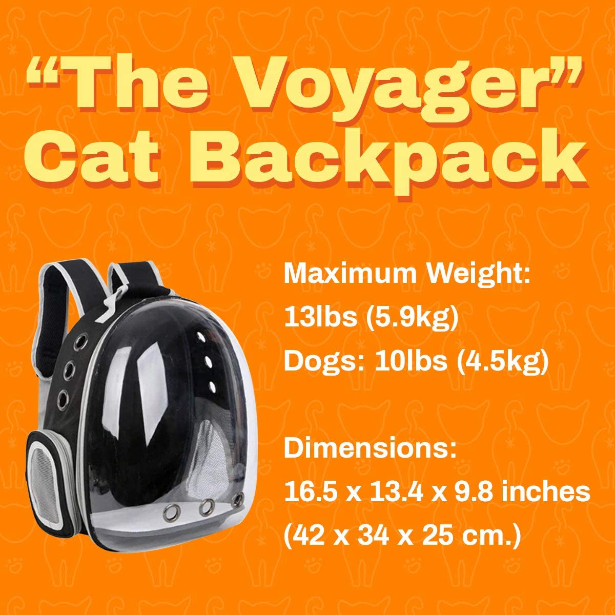 "Premium Bubble Capsule Pet Carrier: Airline Approved Cat Backpack for Small to Medium Cats - Transparent, Comfortable, and Convenient!"