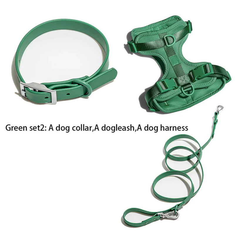 Dog Harness and Leash Set No Pull Dog Vest Harness PVC Waterproof Dog Leash Collar for Small Medium Large Dogs